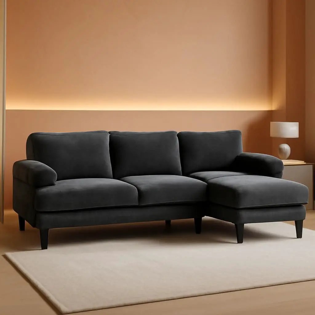 110 Inch U Shaped Sectional Couch For Living Room With Double Chaise In Chenille Fabric Black from PriceLows™