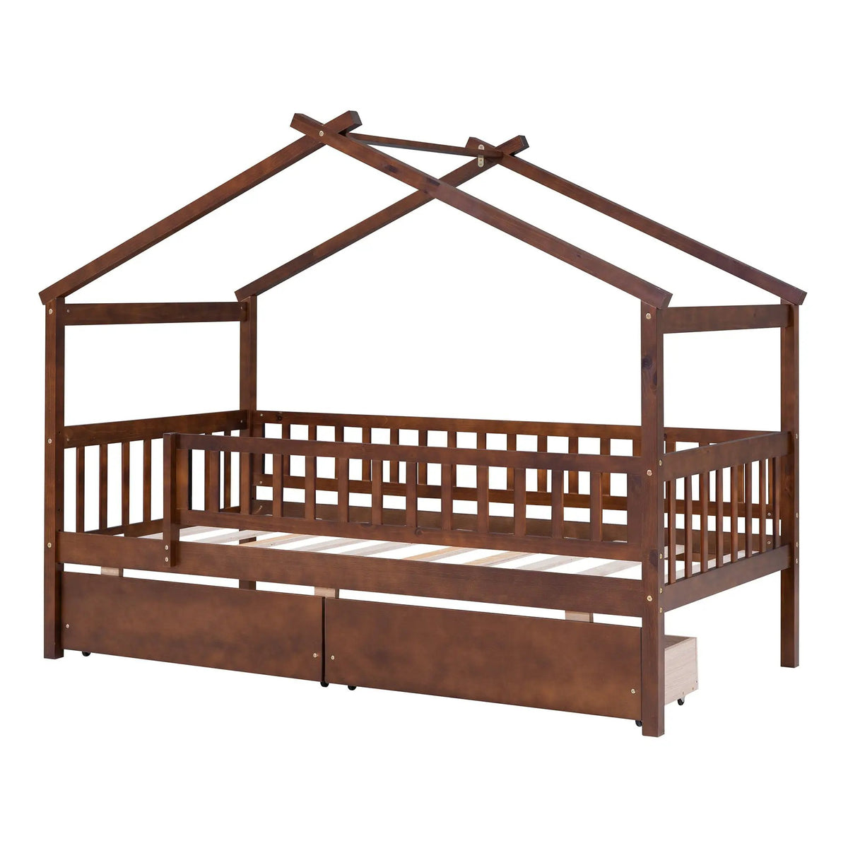 Kids House Bed With 2 Drawers | Sky Roof Design | Classic House Shape | 62.9 Inch Height