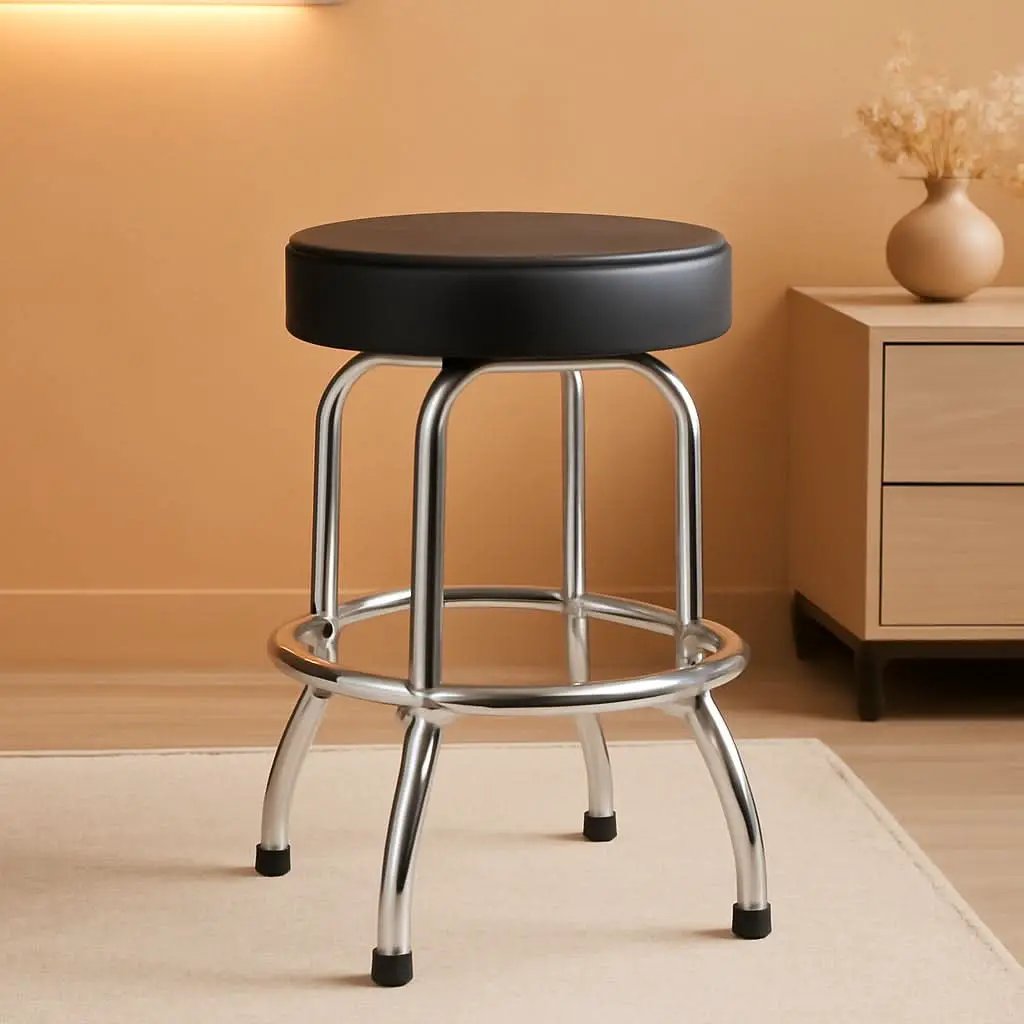 Swivel Bar Stool Padded Black For Garage And Home Use from PriceLows™