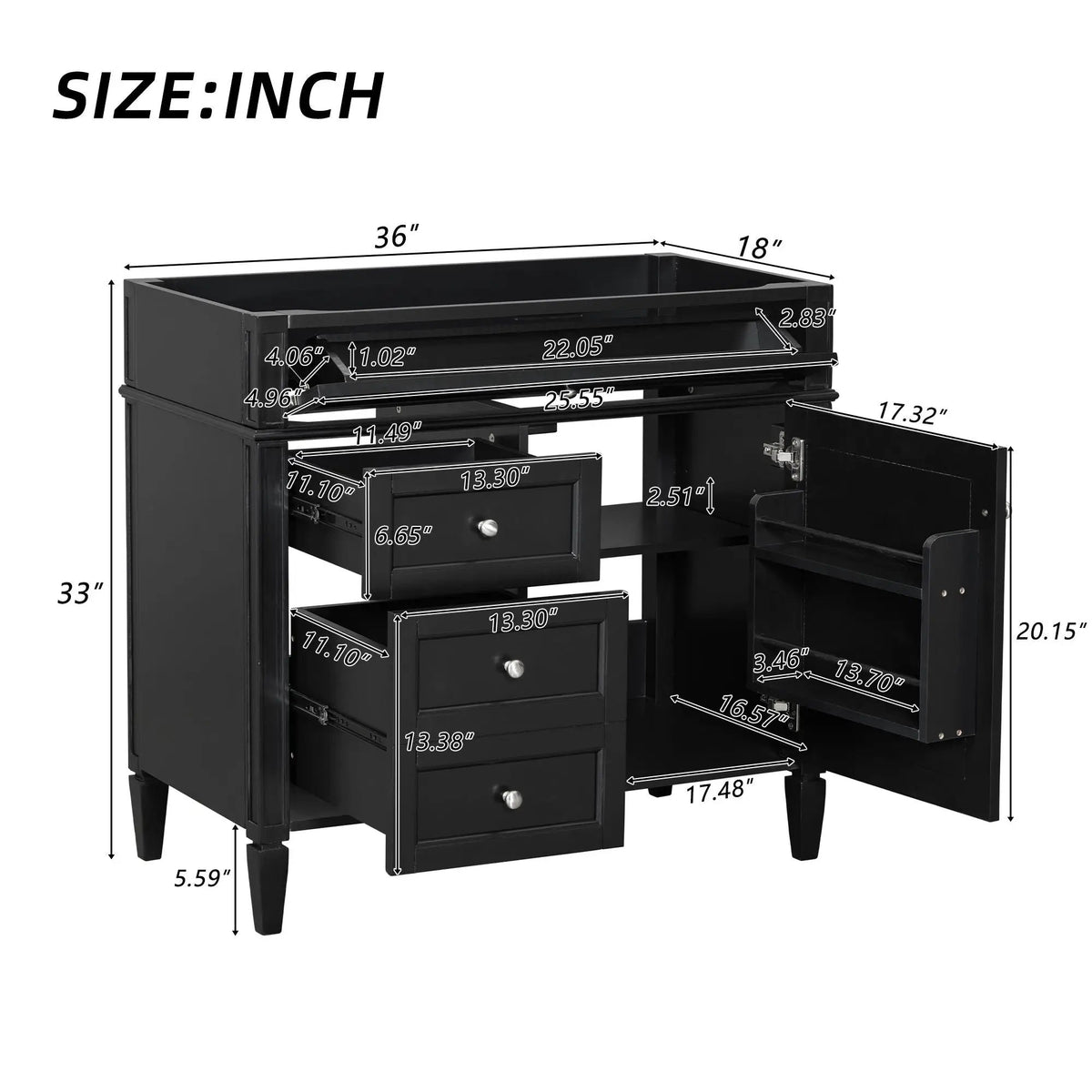 Bathroom Vanity | 3 Drawers | Blue Finish | Tip Out