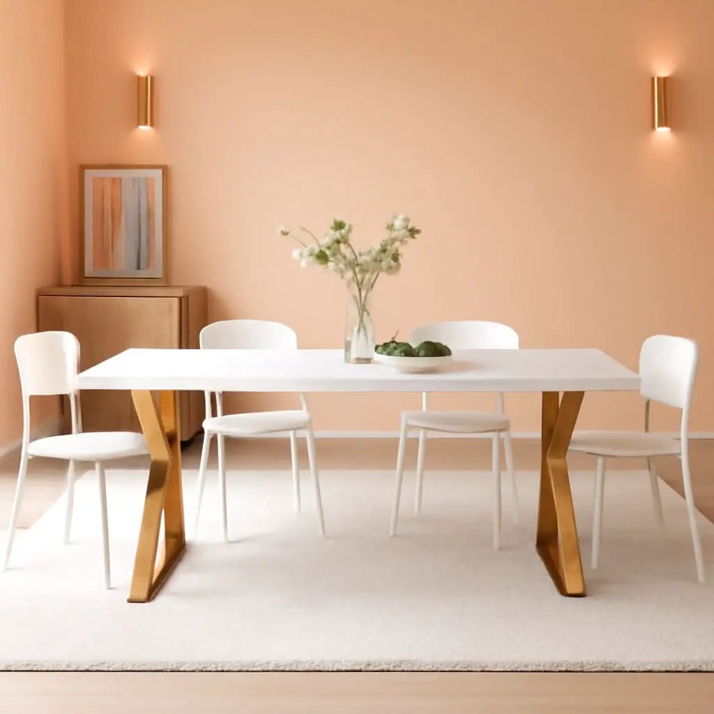 White Gold Sector 87 Inch Modern Dining Table Home from PriceLows™