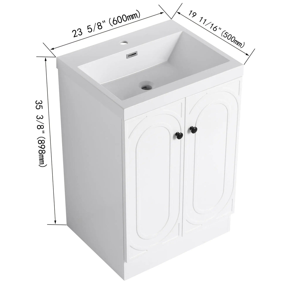 Contemporary Freestanding Bathroom Vanity With Resin Sink & Soft-Close Cabinet Doors | 7 Pieces | Stainless Steel & Plywood | Bathroom