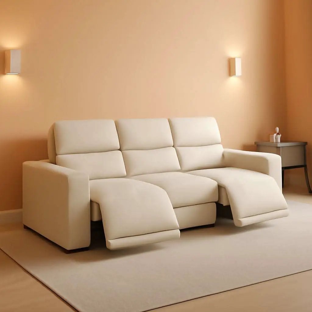 Beige 108 Inch Ultra Power Leather Modular Sectional from PriceLows™