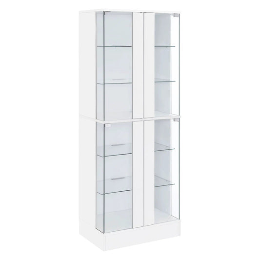 Cabra 4-door LED Curio Display Cabinet White High Gloss | 24 x 14.25 x 63.75 in | Tempered Glass | Home