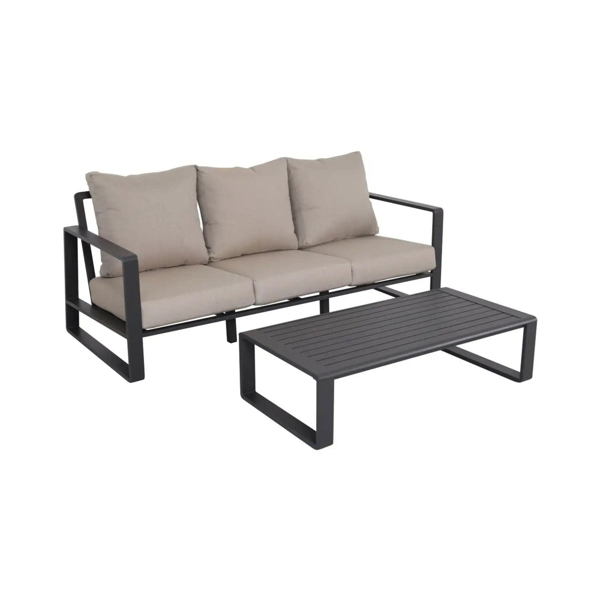 Durable Sofa With Rectangular Coffee Table 2 Piece Outdoor Set | 2 Pieces | Aluminum | Living Room