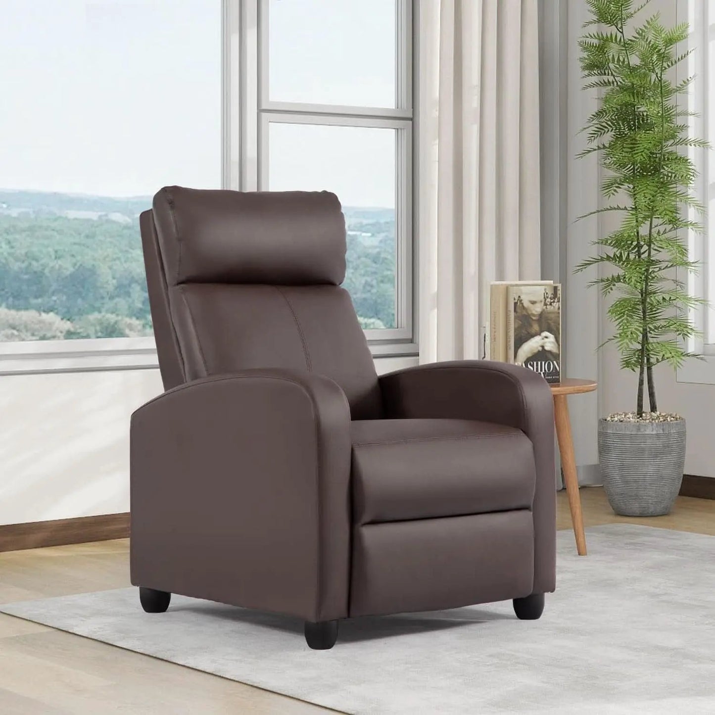 Brown Leather Recliner Chair For Living Room Home Theater from PriceLows™