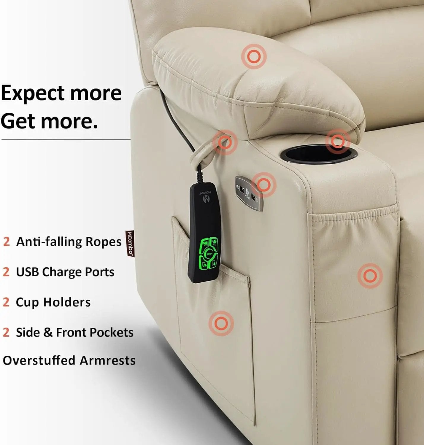 Medium Wide Power Lift Recliner Chair With Massage from PriceLows™