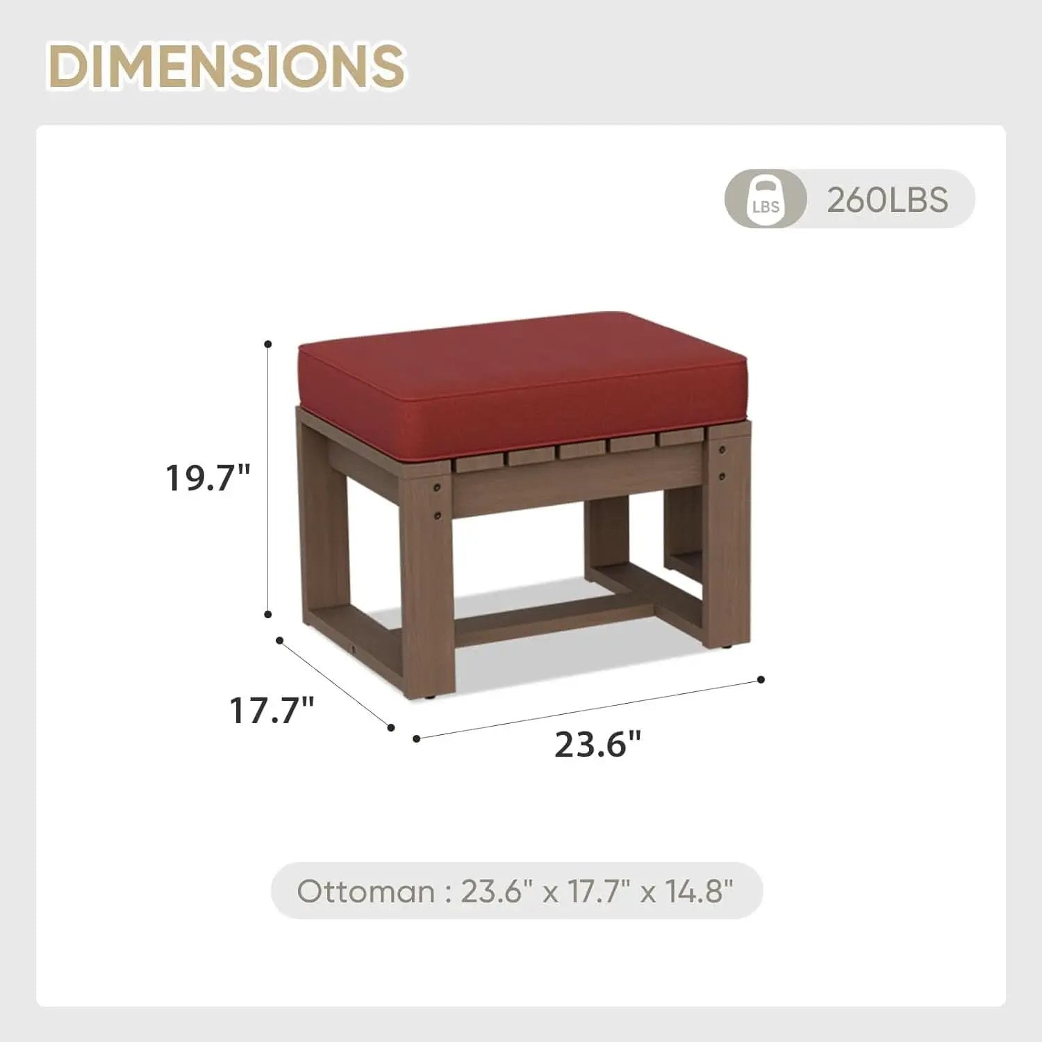 Natural Cedar Outdoor Ottomans With Removable Cushions from PriceLows™