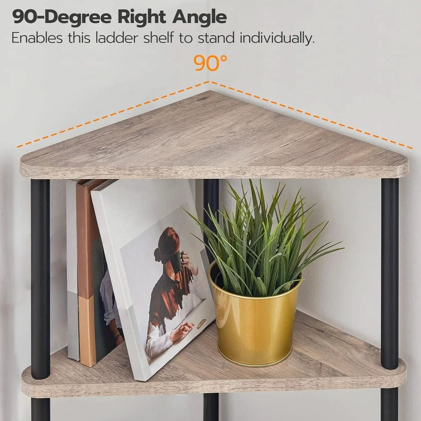 Industrial 5 Tier Corner Shelf Stand With Metal Frame from PriceLows™