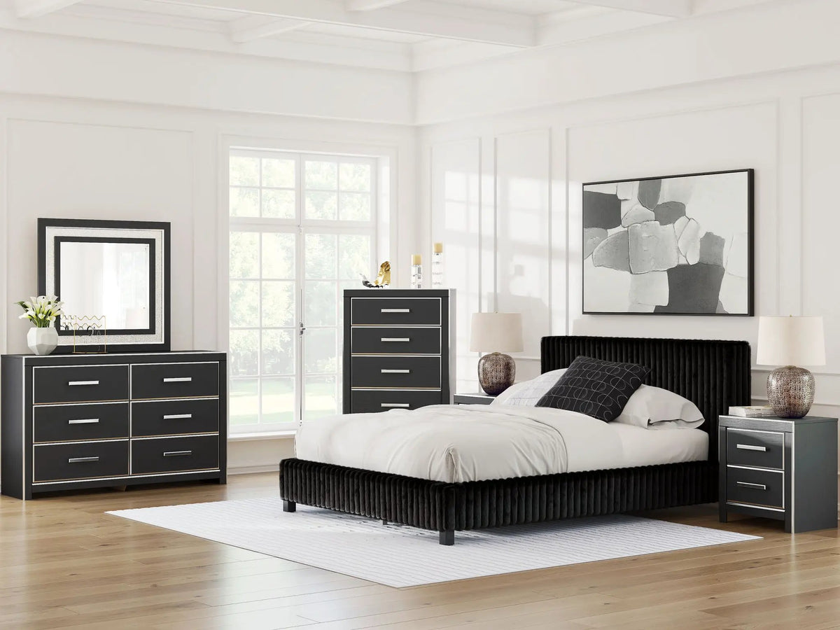 Zuraleus Six Drawer Dresser | Large-Scale Handles | Chrome-Tone Details | Glam Style