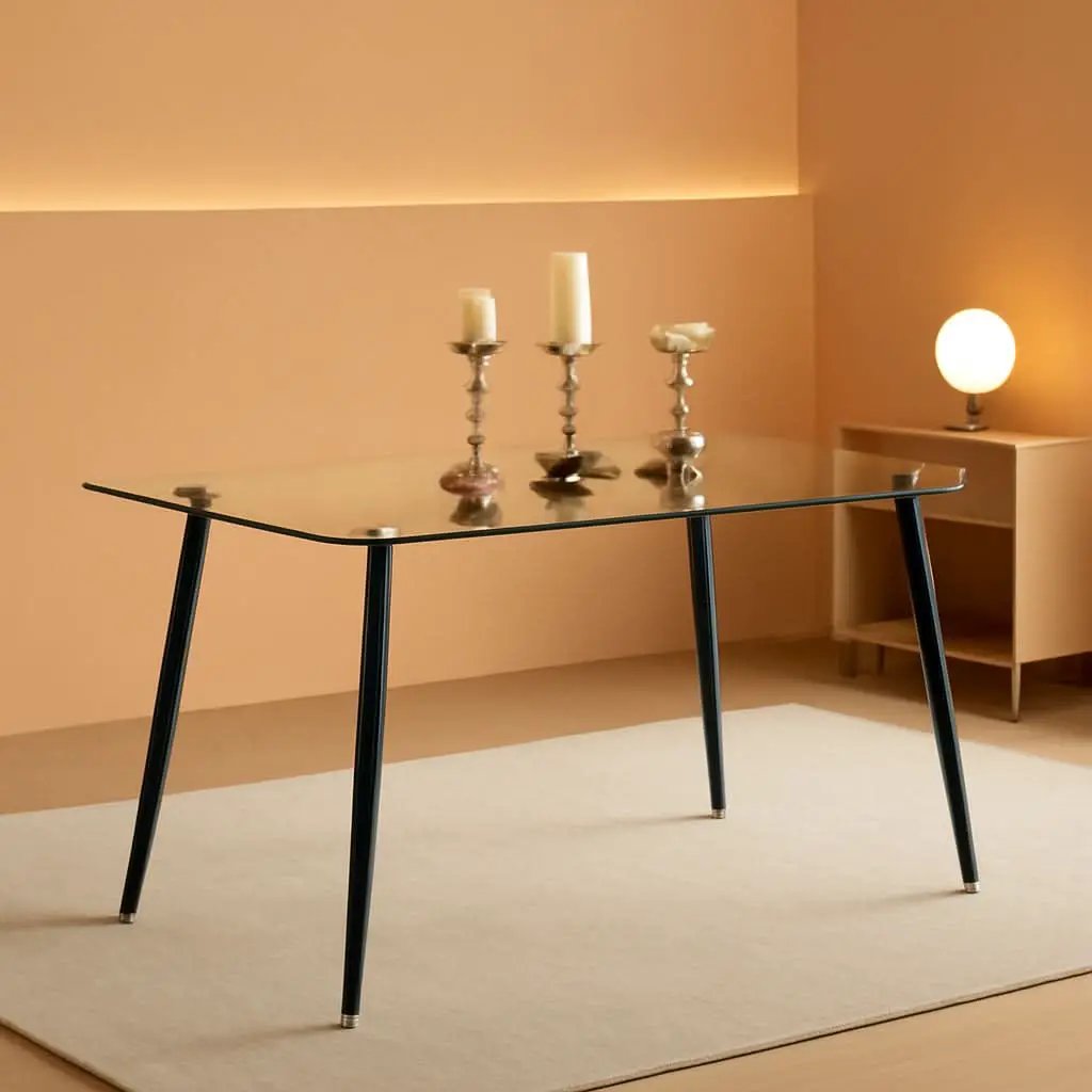 51 Inch Glass Dining Table For 4 With Tempered Glass Top from PriceLows™