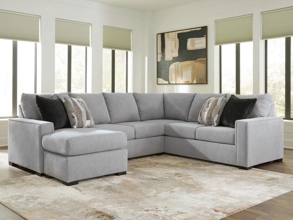 Sectional Sofa | 2 Piece Set | Satin Weave Fabric | Reversible Chaise