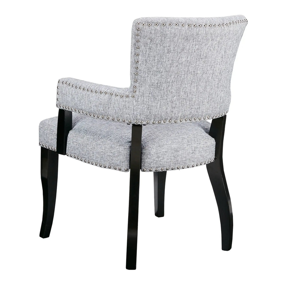 Arm Dining Chair | Brass Nail Head Detailing | Rubberwood And Solid Wood | High-Density Foam