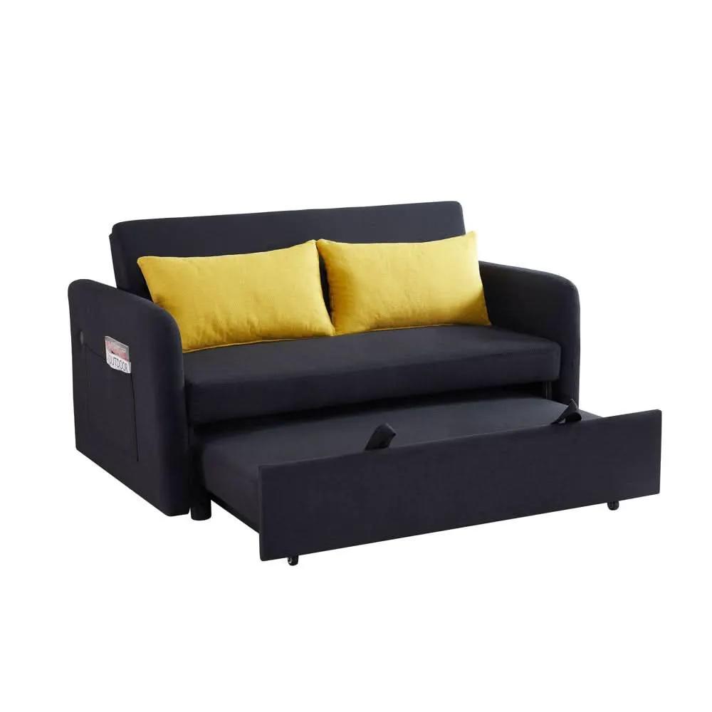 Black Convertible Loveseat With Pull Out Bed For Small Spaces from PriceLows™