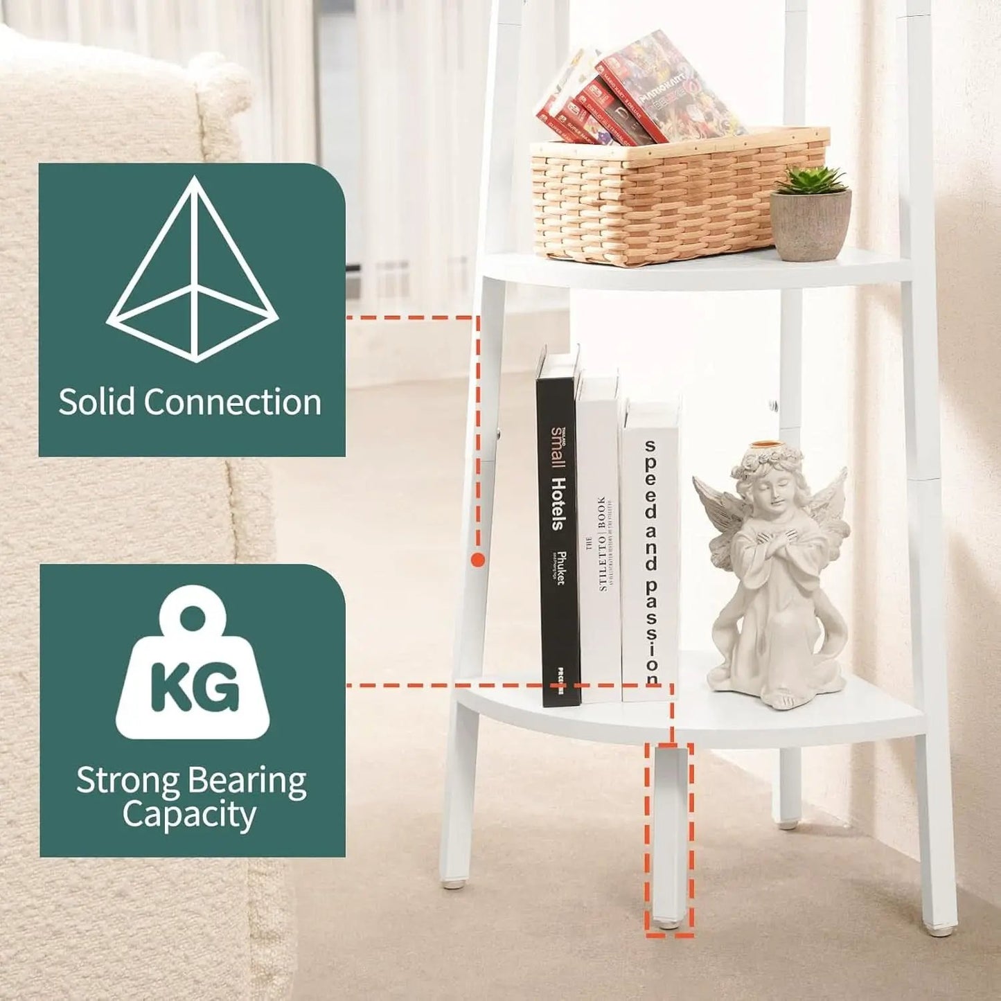 4 Tier Corner Shelf With Metal Frame Tall Bookshelf from PriceLows™