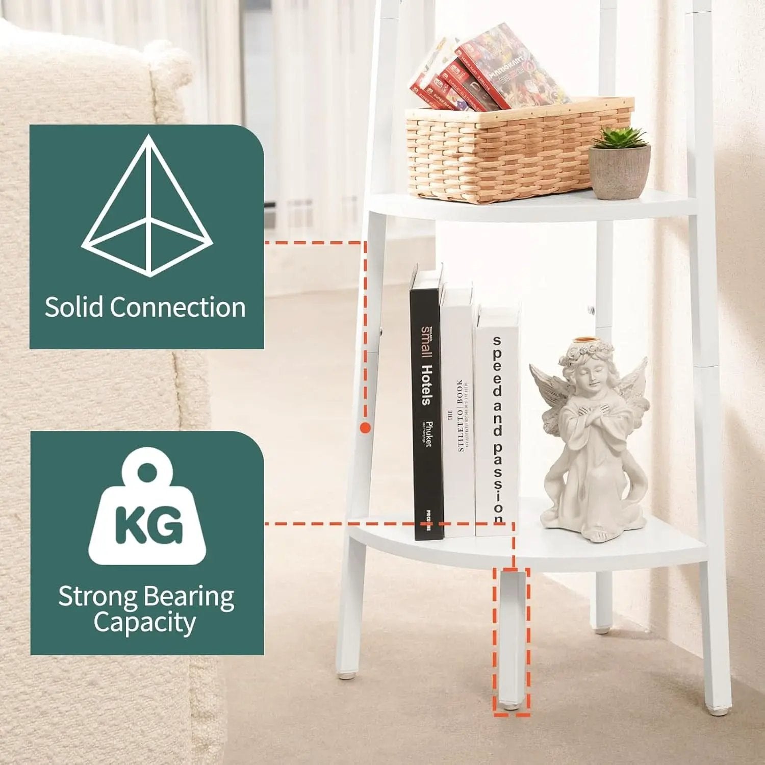 4 Tier Corner Shelf With Metal Frame Tall Bookshelf from PriceLows™