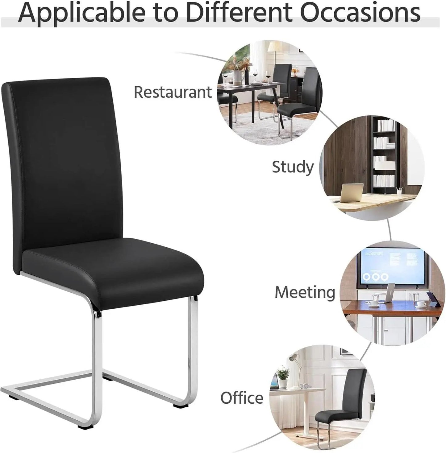 Leather Upholstered Dining Chairs Set Of 2 With Metal Legs Black from PriceLows™