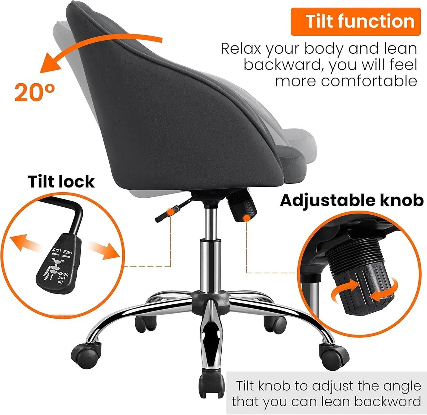 Office Chair Height Adjustable Large Seat Armrests from PriceLows™
