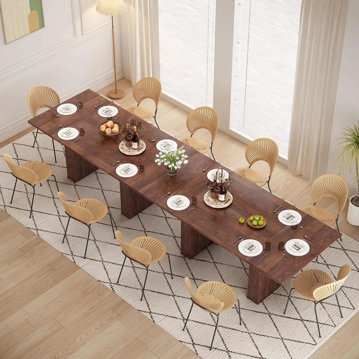 78 Inch Walnut Dining Table Modern Farmhouse Rectangular from PriceLows™
