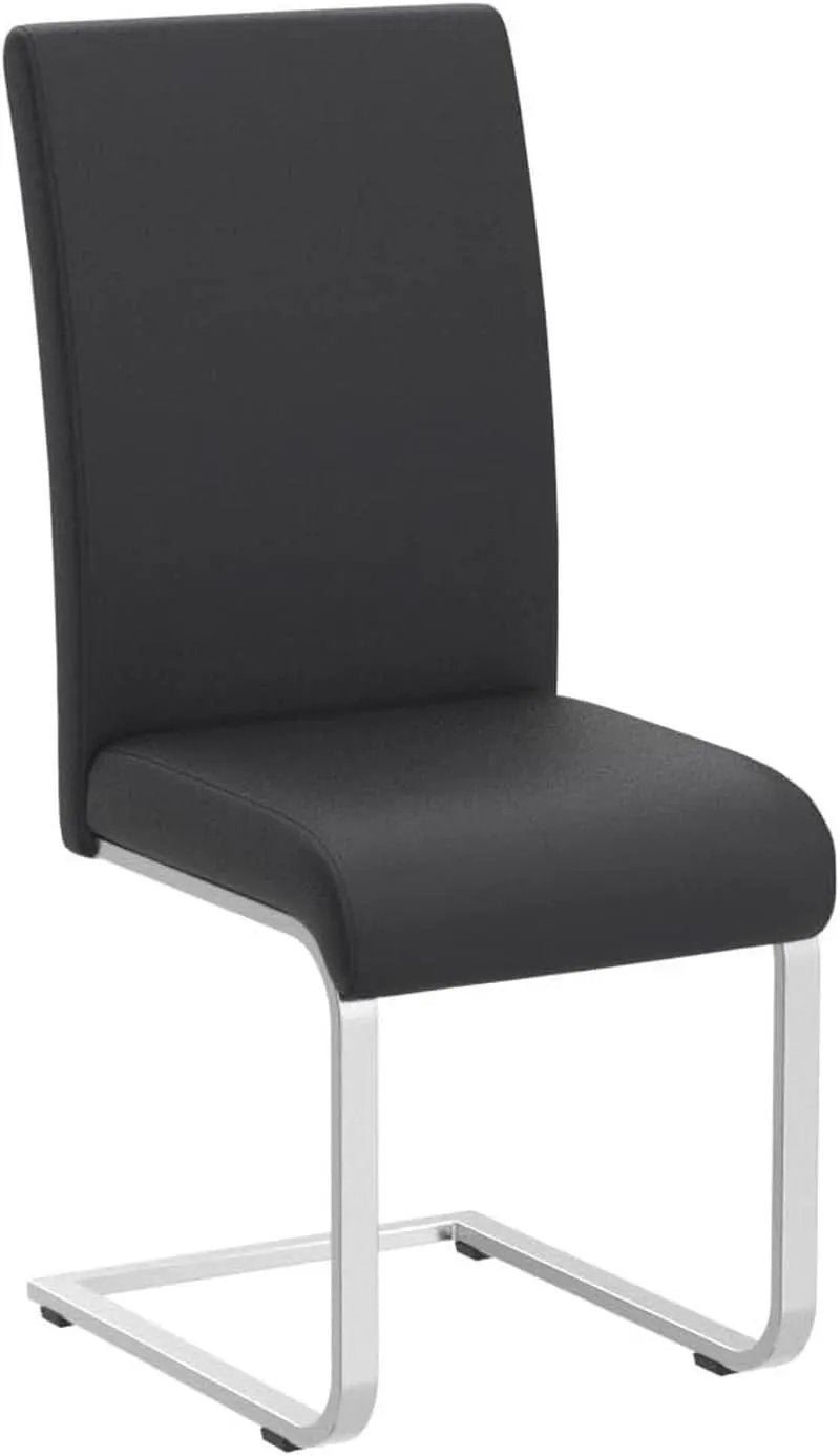 Leather Upholstered Dining Chairs Set Of 2 With Metal Legs Black from PriceLows™
