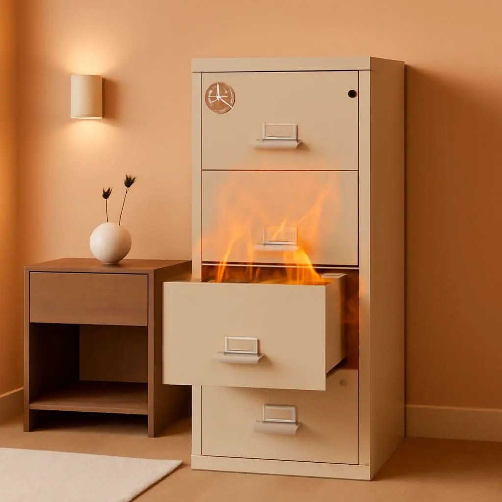 Vertical 4 Drawer Fire Rated File Cabinet Parchment Key Lock from PriceLows™