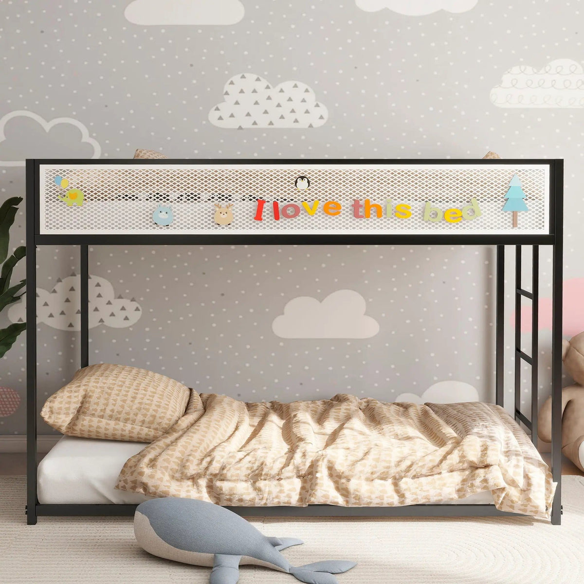Adam Bunk Guard Rail Bunk Bed | 2 Pieces | Metal | Bedroom