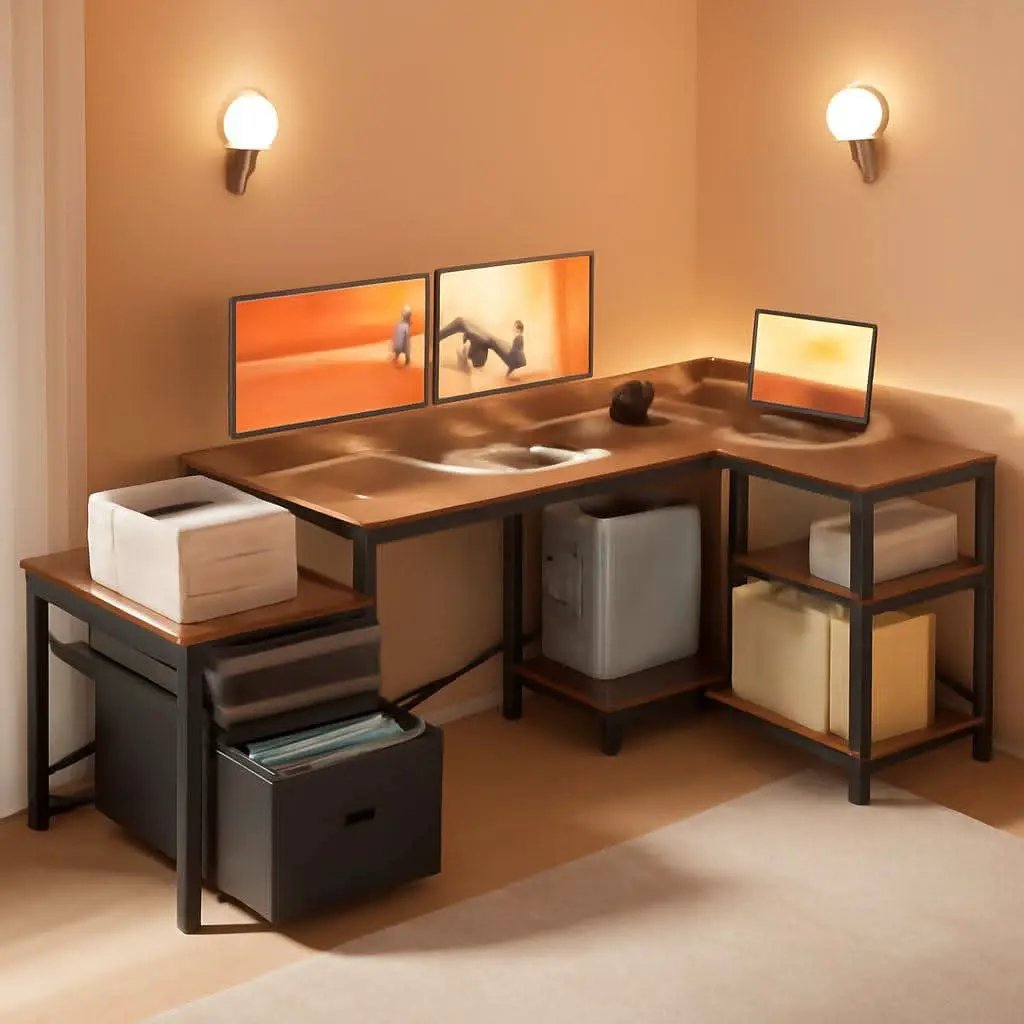 L Shaped Desk With Drawers Industrial Grade Cabinet from PriceLows™