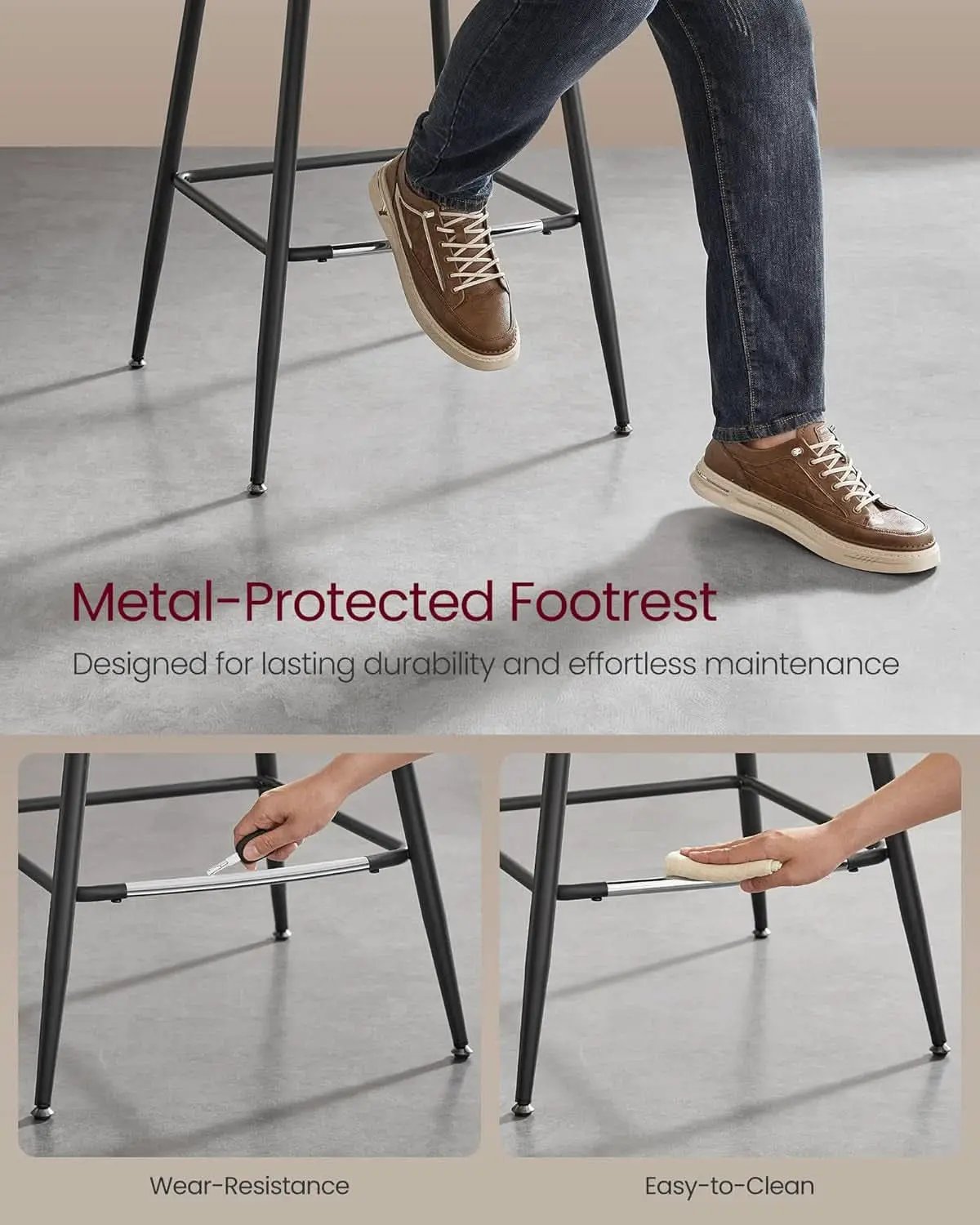 Bar Stools Set Of 2, 28.7 Inch Bar Height With Back, Coffee Brown from PriceLows™
