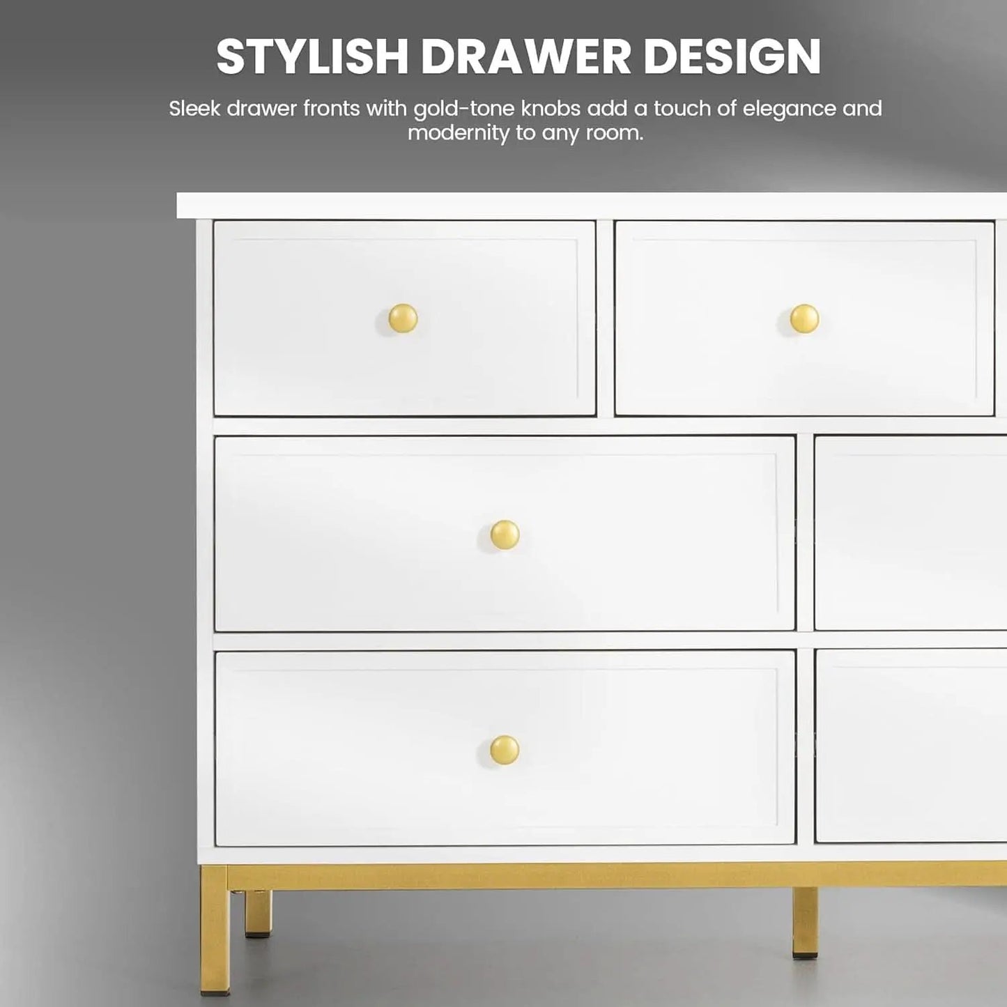 White 47 Inch 7 Drawer Dresser With Deep Drawers Storage from PriceLows™