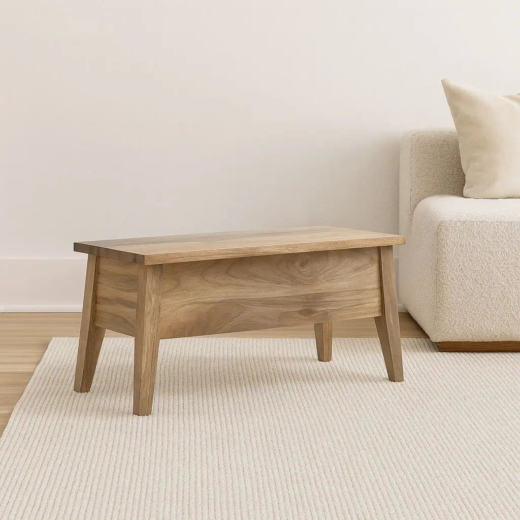 Lid Up Storage Bench - | 39.37 x 13.78 x 17.72 in | Mango Wood | Oak