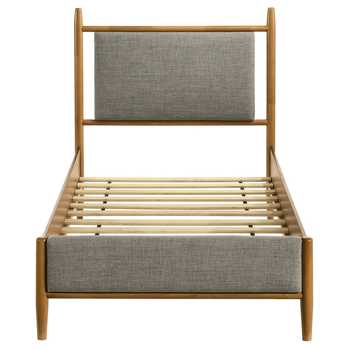 Mason 46-inch Twin Panel Platform Bed Grey and Light | 42.25 x 80 x 45.75 in | Rubberwood & Engineered Wood | Brown