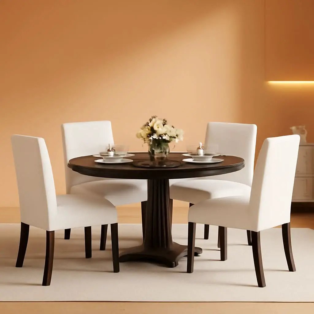 Beige Upholstered Parsons Dining Chairs Hardwood Legs from PriceLows™
