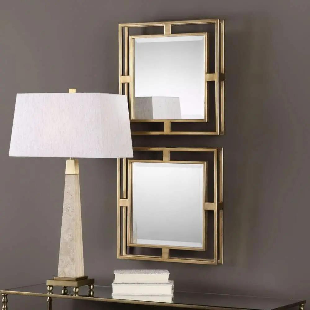 Allick 18 Inch Square Mirror Antiqued Gold Set Of 2 from PriceLows™