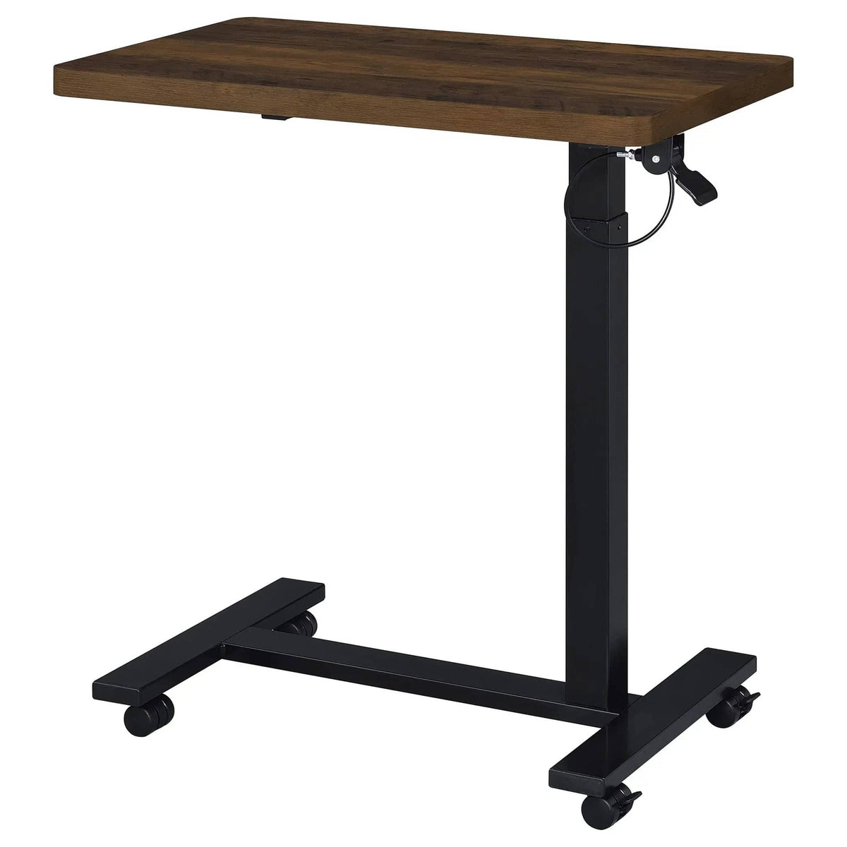 Westpark Pneumatic Adjustable C-Shape Side Table with Casters Dark Pine | 28 x 15.5 x 28.5 in | Engineered Wood & Metal | Home
