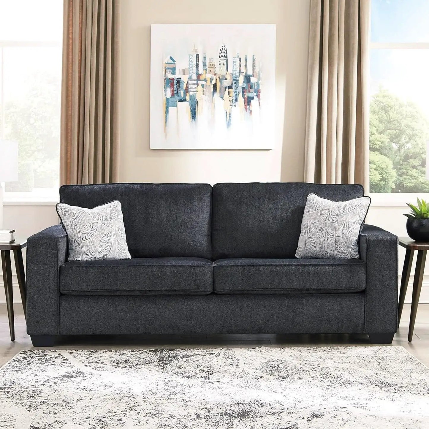 Queen Sleeper Sofa Dark Gray Upholstered ChenilleWeave from PriceLows™