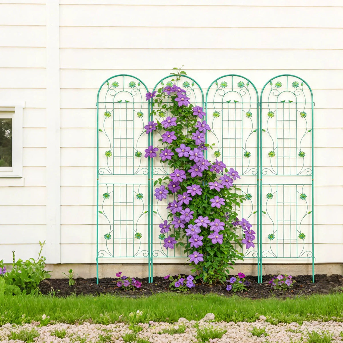 Metal Garden Trellis | Galvanized Steel | Powder Coated | 4 Piece Set