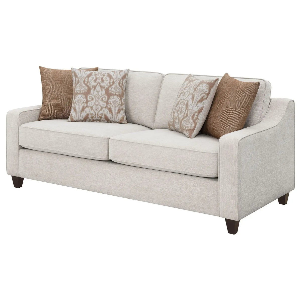 Christine Upholstered Sloped Arm Sofa | 79.75 x 36.25 x 36.25 in | Chenille & Copper | Beige
