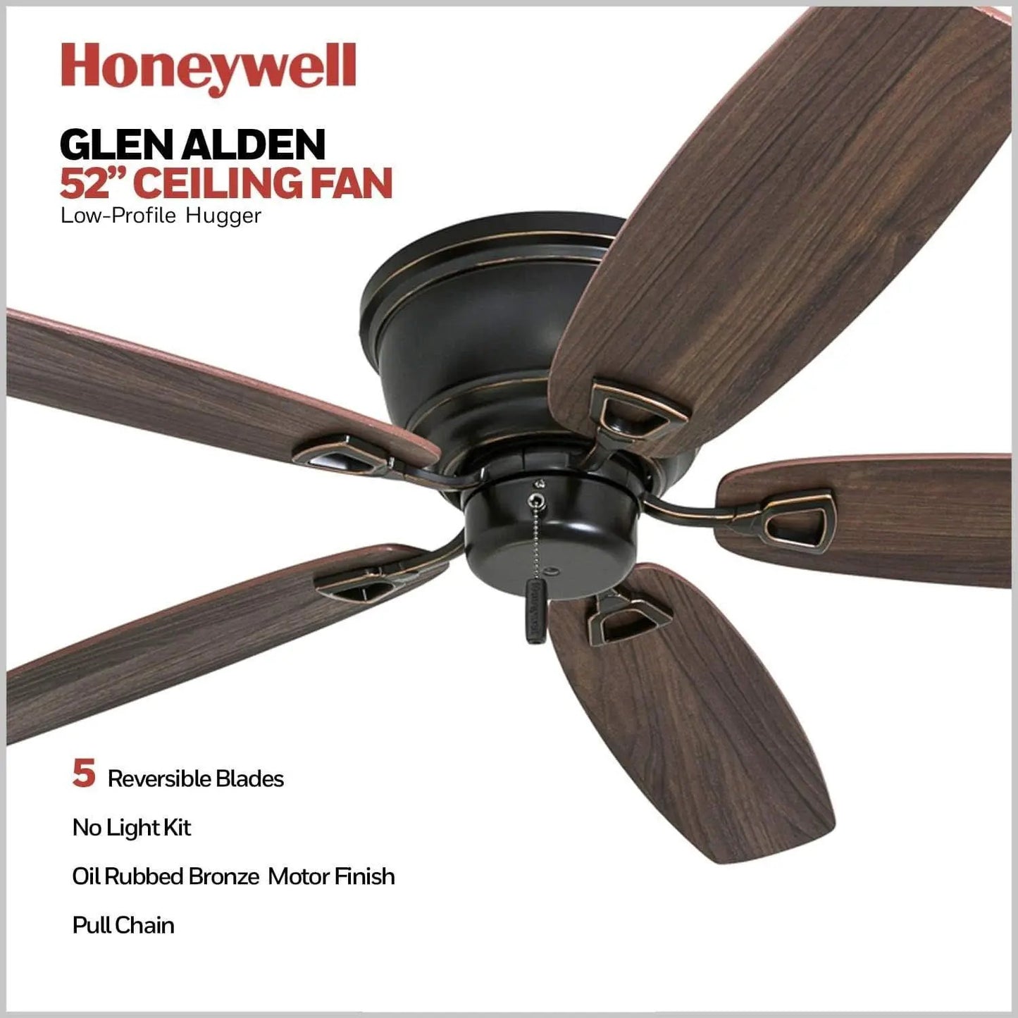 Oil Rubbed Bronze 52 Inch Ceiling Fan Reversible Motor from PriceLows™