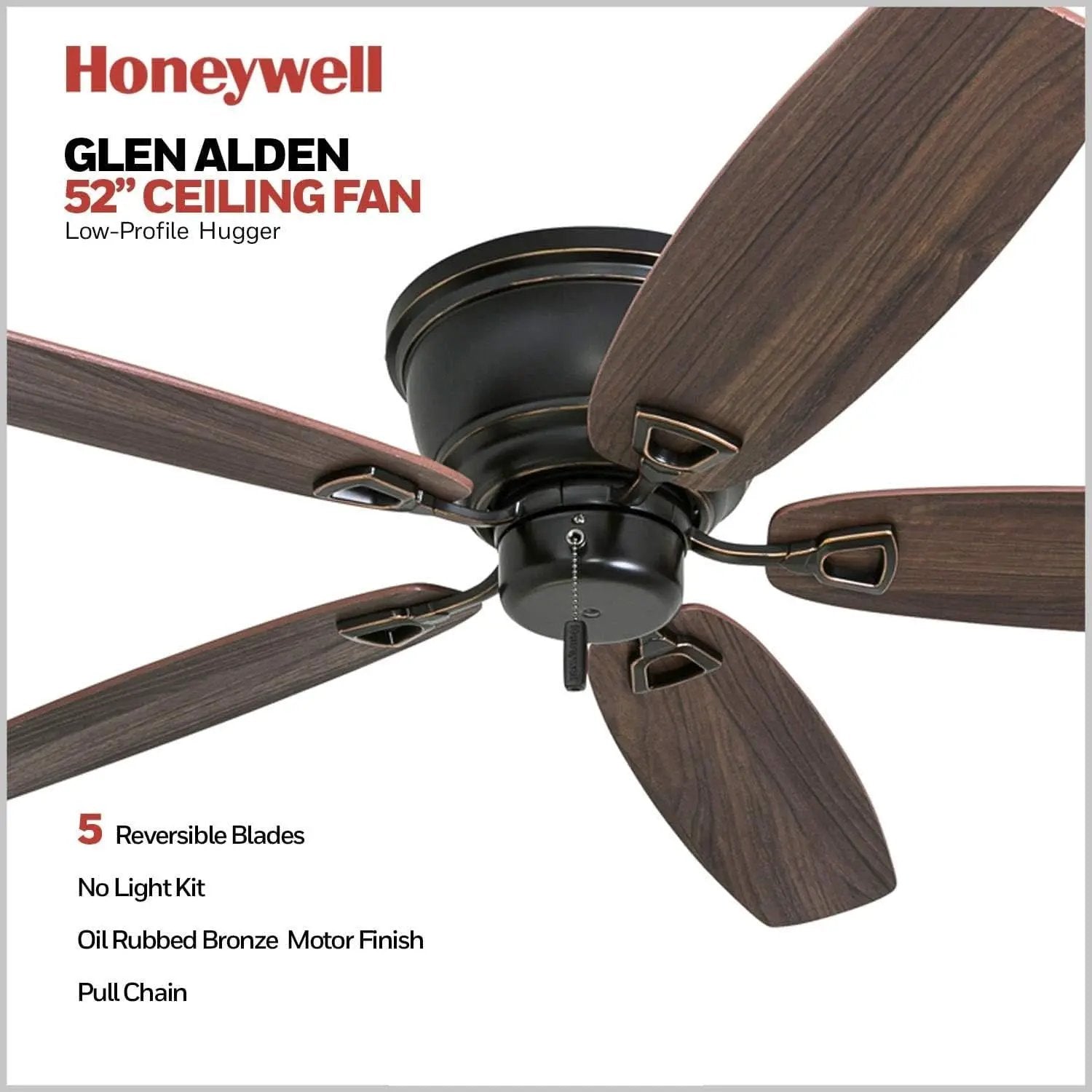 Oil Rubbed Bronze 52 Inch Ceiling Fan Reversible Motor from PriceLows™