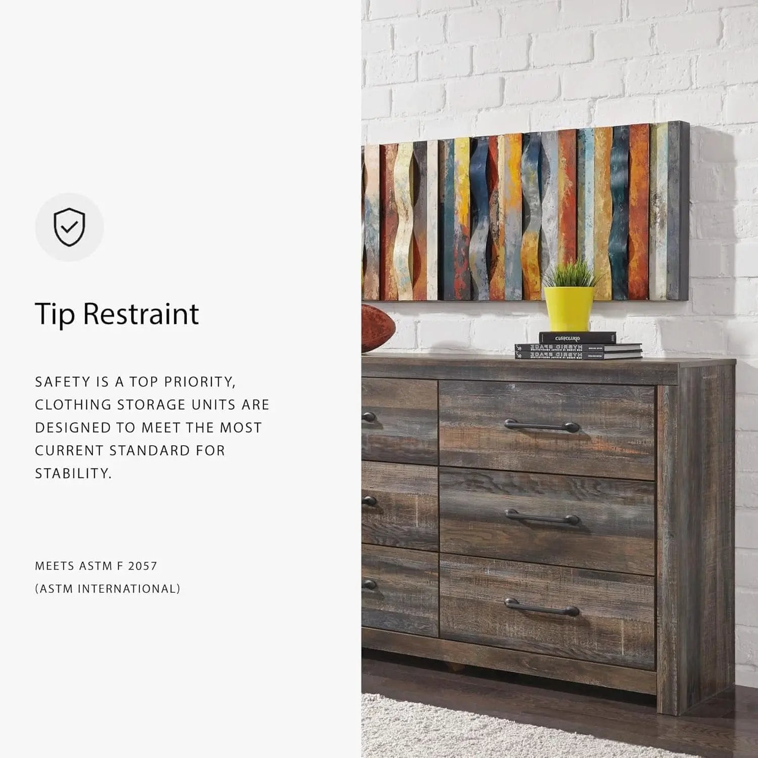 Rusticated Six Drawer Dresser Weathered Brown Bedroom from PriceLows™
