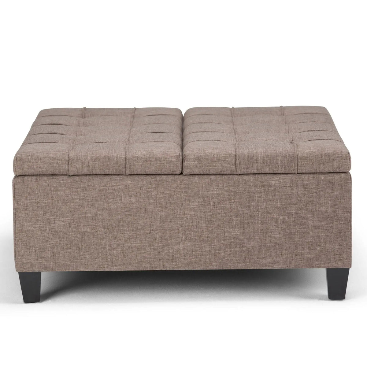 Coffee Table Storage Ottoman | Lift Top Hinge | Solid Wood Base | Large Square