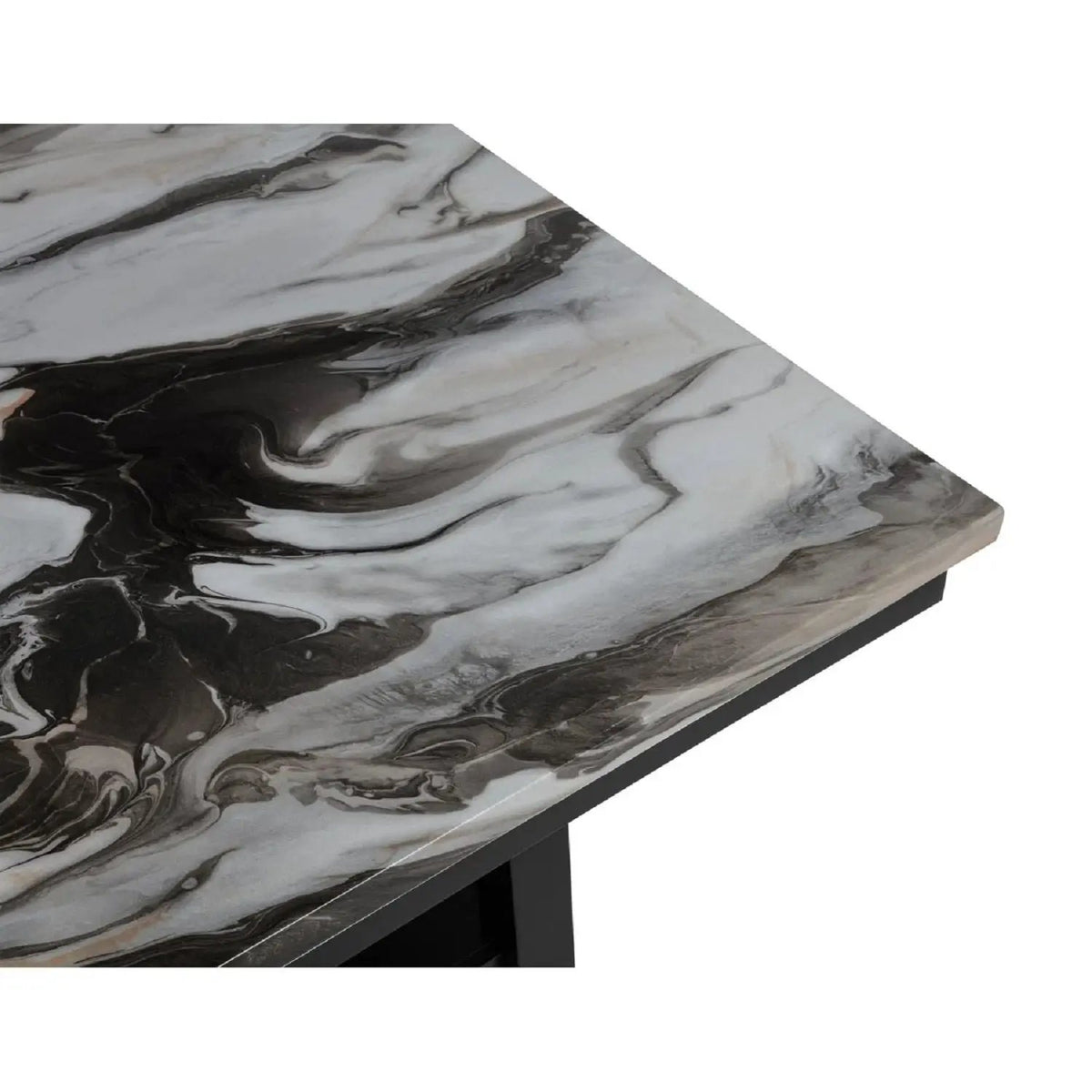 Counter Dining Table | 30.5 Inch Height | Faux Marble Top | Black