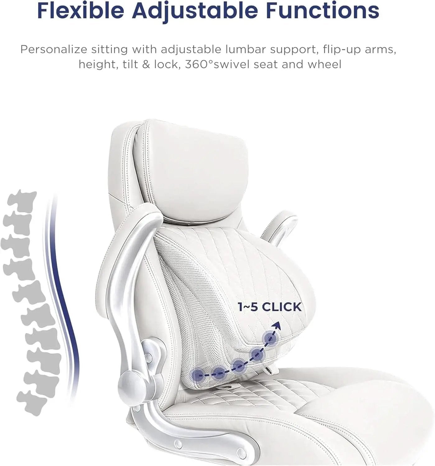 Ergonomic Office Chair With Adjustable Lumbar Support White from PriceLows™