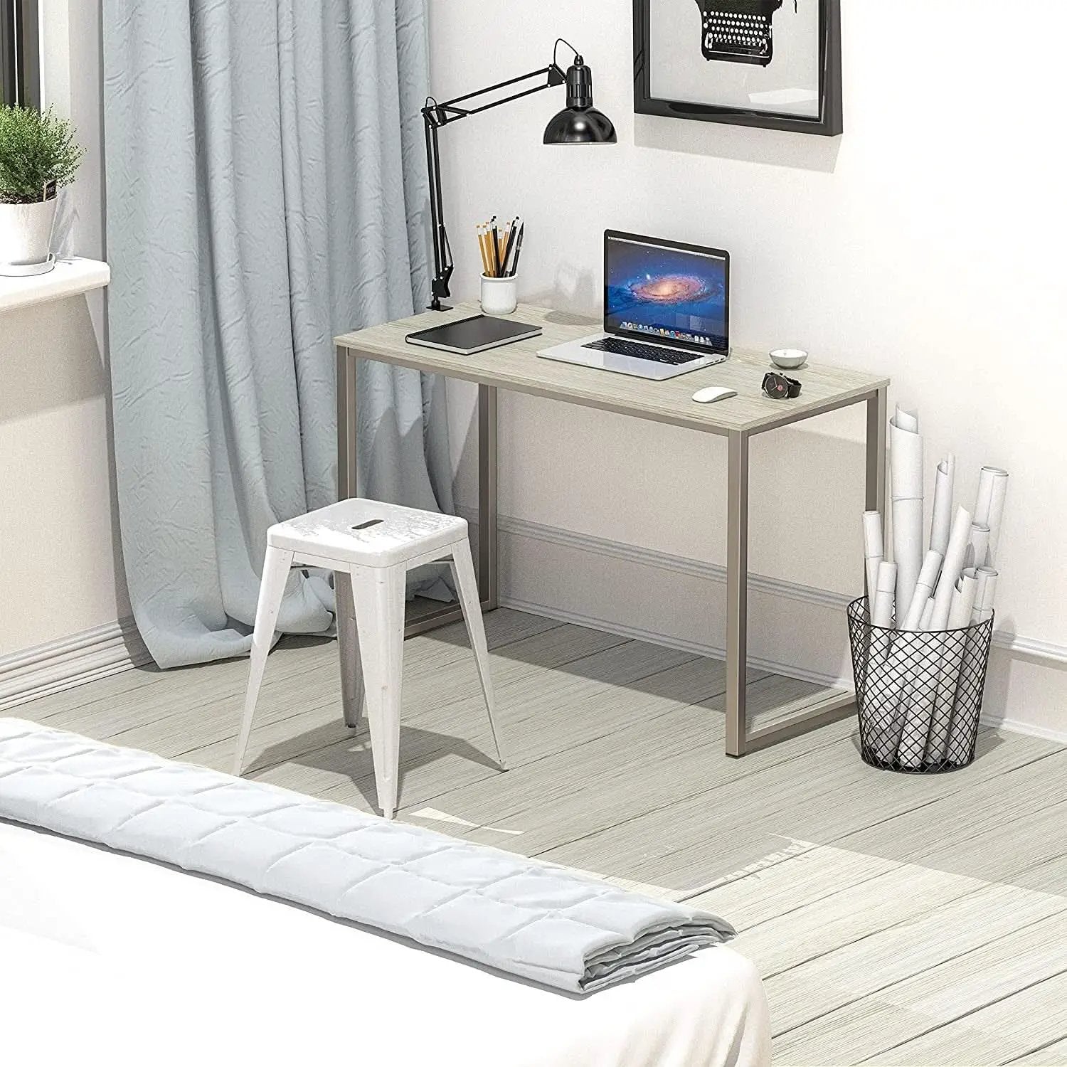 Maple 32 Inch Desk For Home Office With Steel Frame from PriceLows™