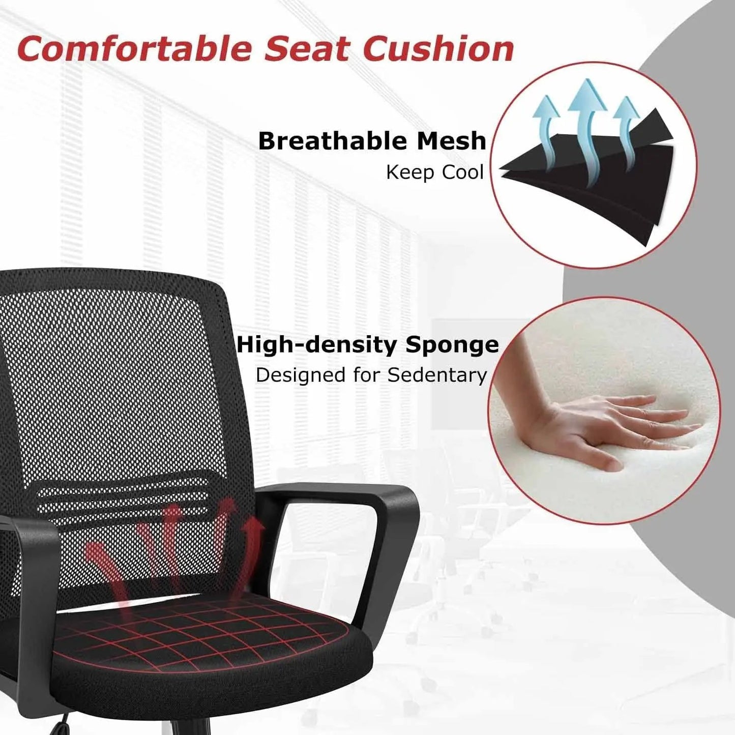 Black Ergonomic Mesh Office Chair With Armrests And Wheels from PriceLows™