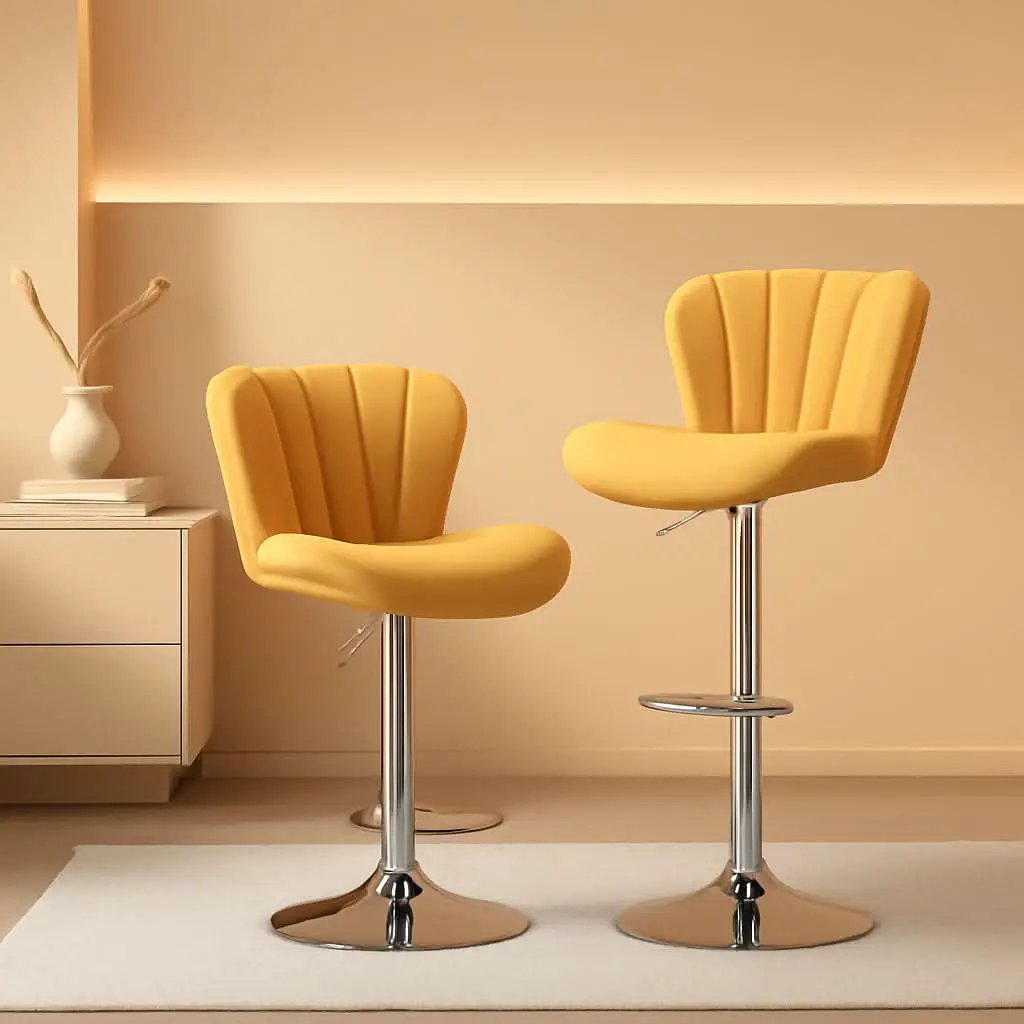 Yellow Adjustable Swivel Bar Stools Set Of 2 For Kitchen from PriceLows™
