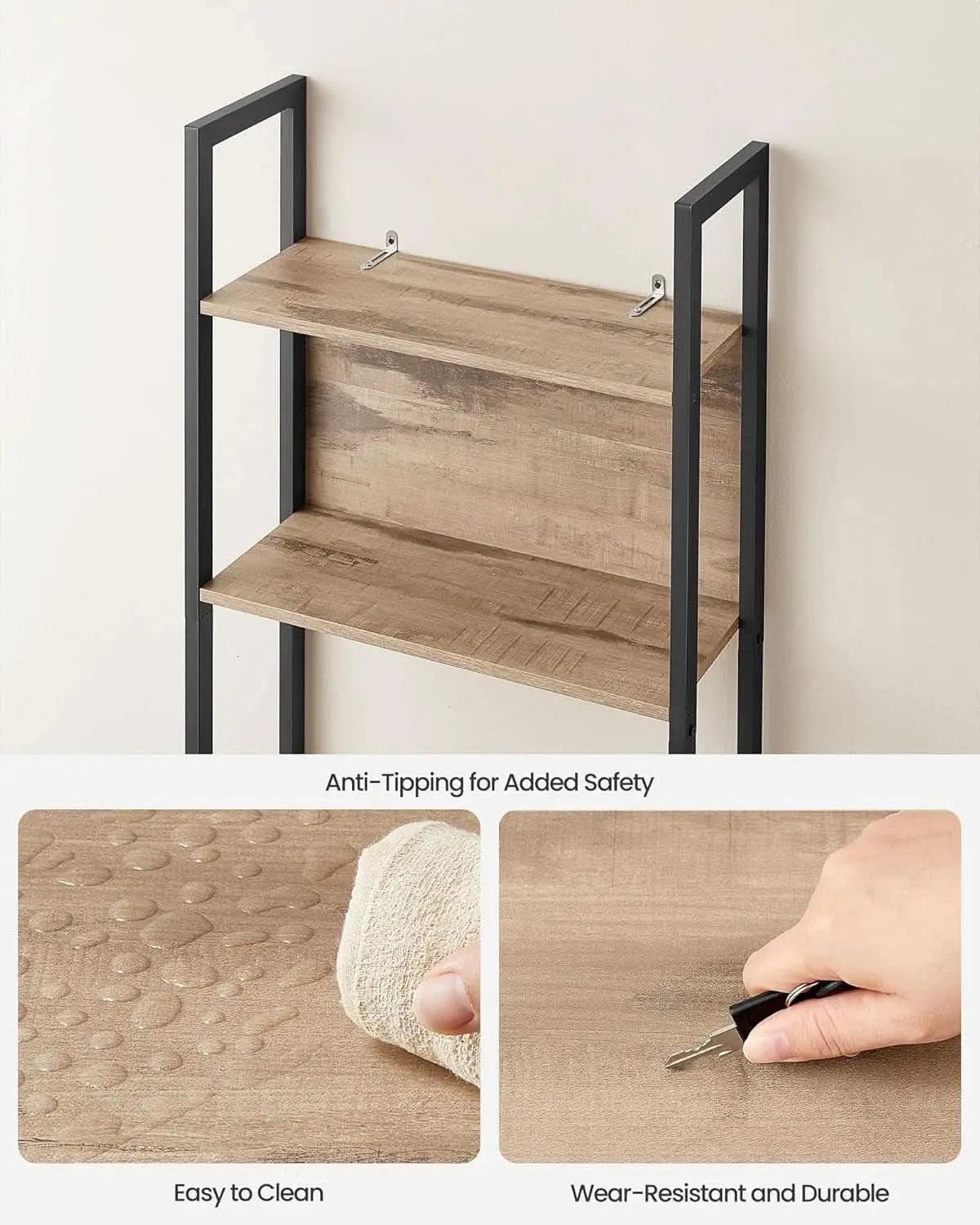Five Tier Bookshelf With Steel Frame Camel Brown And Black from PriceLows™