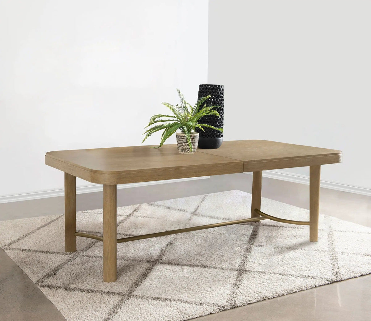 Arini 104-inch Extension Leaf Dining Table Sand Wash | 86 x 42 x 30 in | Rubberwood & Veneer | Dining Room