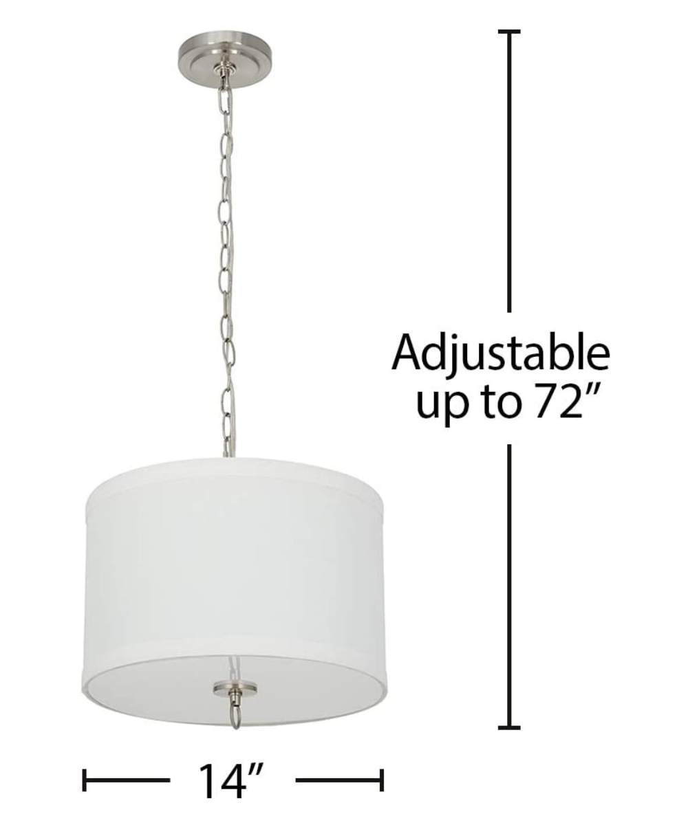 Pendant Light | Brushed Nickel | 14 Inch Wide | Linen