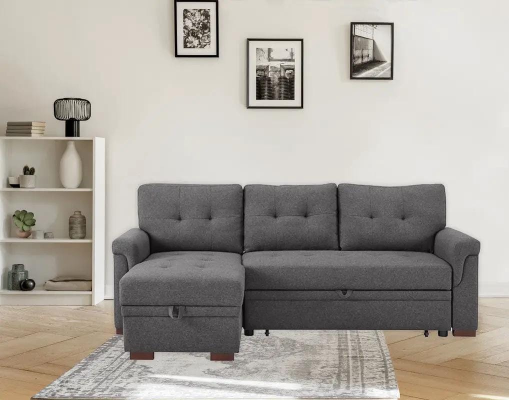Sierra Reversible Sleeper Sectional Sofa With Storage Chaise | 2 Pieces | Living Room Furniture | Living Room